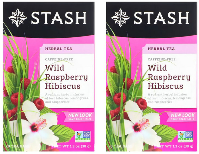 스태쉬티 디카페인 허브차 라즈베리 히비스커스, 1.9g, 20개입, 2개