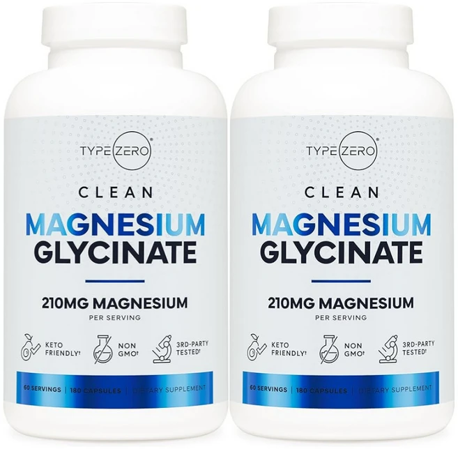 마그네슘 글리시네이트 TypeZero Clean 210mg 캡슐, 2개, 180정 - 쿠팡