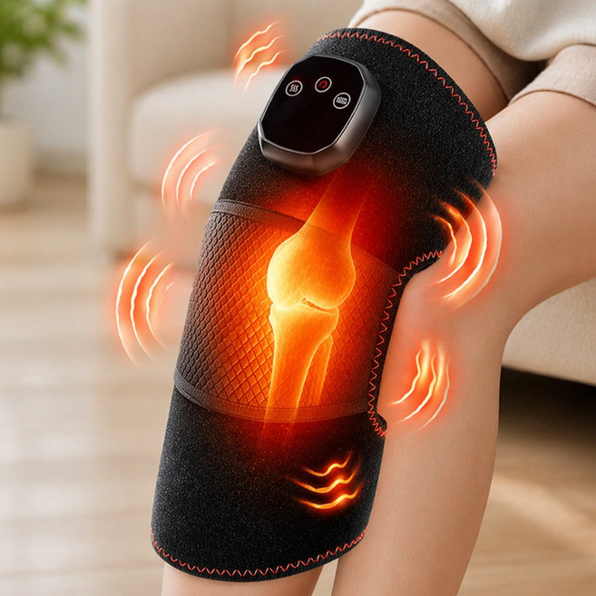 메이크앤 온열 진동 무릎 마사지기 팔꿈치 안마기 어깨 보호대 무선, 블랙, 싱글팩(단품)