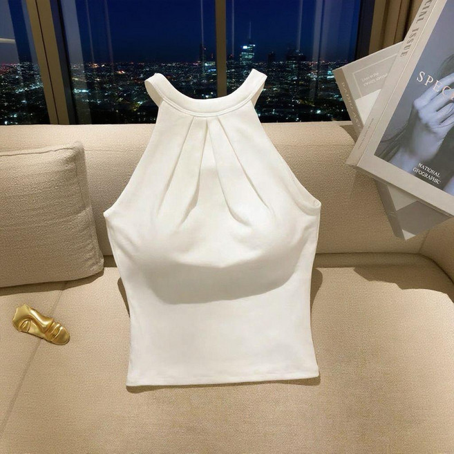 吊帶背心 削肩掛脖背心 女薄款修身性感氣質無袖上衣