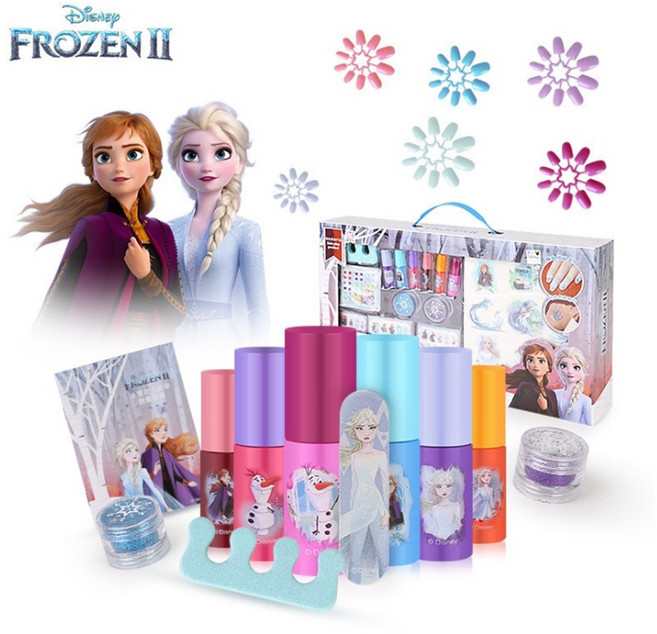 Disney 冰雪奇緣 公主指甲彩繪套裝組 兒童可撕式指甲油 美甲工具組 扮家家酒禮物, 1個