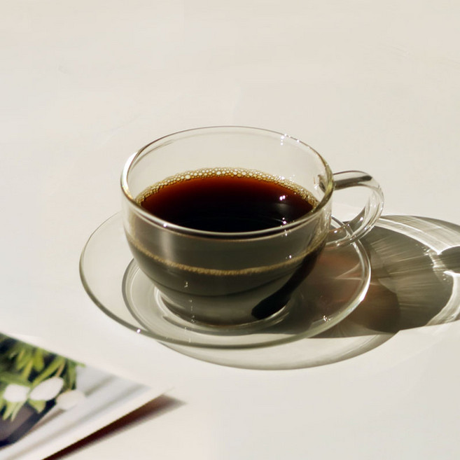 모카 내열유리 에스프레소잔 + 받침세트 120ml, 2개, 투명