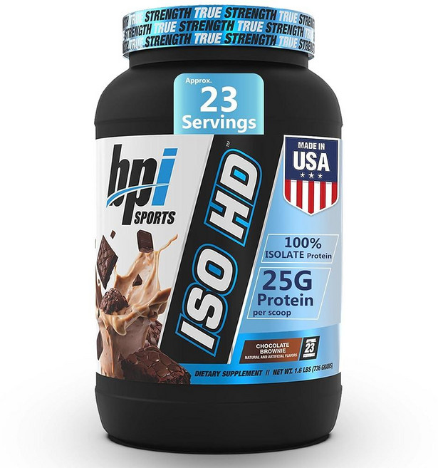 BPI Sports 스포츠 Iso Hd – 100프로 분리 유청 단백질 식사 대체 저탄수화물 저칼로리 남성 여성용 초콜릿 브라우니 0.7kg1.5파운드 231693, 1.6 Pound (Pack of 1), 1개