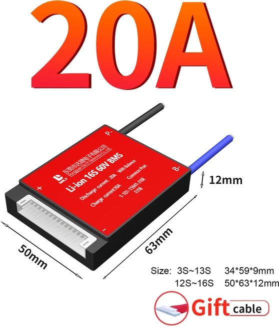 나트륨 이온 스마트 BMS 4S 12S 10A DIY 시스템 36V 전자 자전거 밸런스 Na +, 06 20A Common, 01 LiFePo4 12S 36V