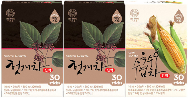 맥널티 티브루 진액 액상스틱 헛개차 2박스+옥수수수염차 1박스, 90개, 10ml