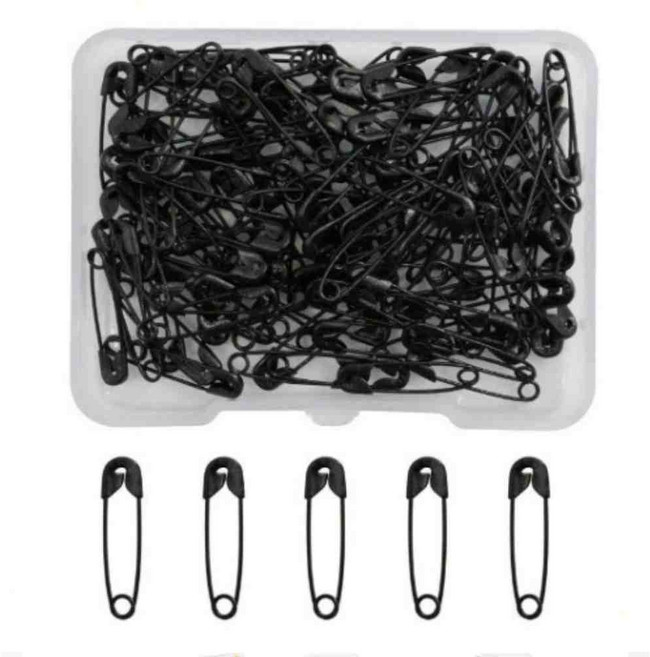 소형 옷핀 안전핀 세트 19mm 컬러 박스포장, 120개, 블랙
