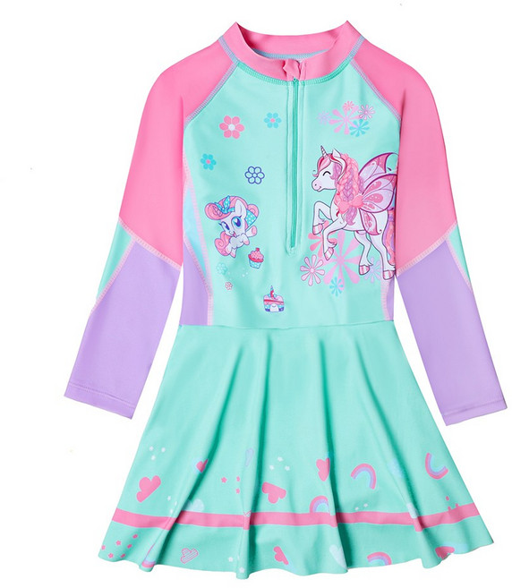 달콩슈 여아용 수영복 원피스형 일체형 래쉬가드 DSW604