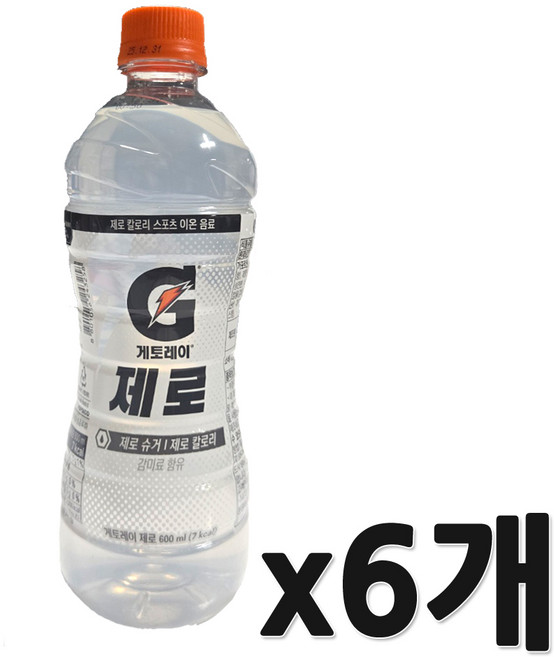 롯데칠성 게토레이 제로, 600ml, 6개