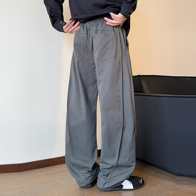 FINAL SENSE남성 루즈 와이드 팬츠 드레이프감 캐주얼 팬츠 봄가을 고급미 미국식 레트로 커브드 팬츠
