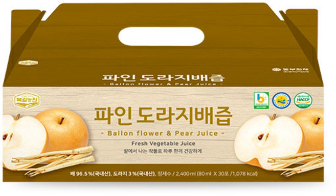 [복길농원]파인 도라지배즙 80ml x 30포(나주배+금산약도라지), 1개