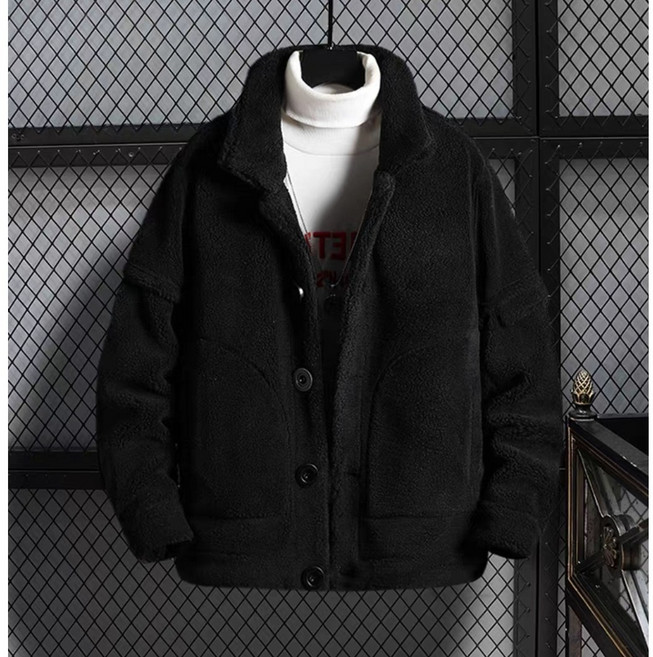 스웨이드 재킷 남성 플러스 벨벳 두꺼운 가을 겨울 모피 재킷 느슨한 대형 남성 양고기 면화 의류