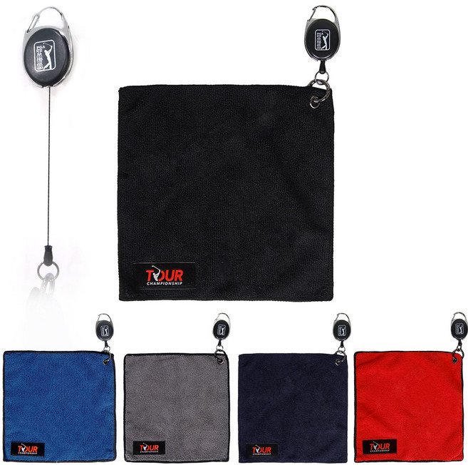 [PGA투어] 챔피언쉽 패치 릴 타올 골프 클리너, 네이비, 1개