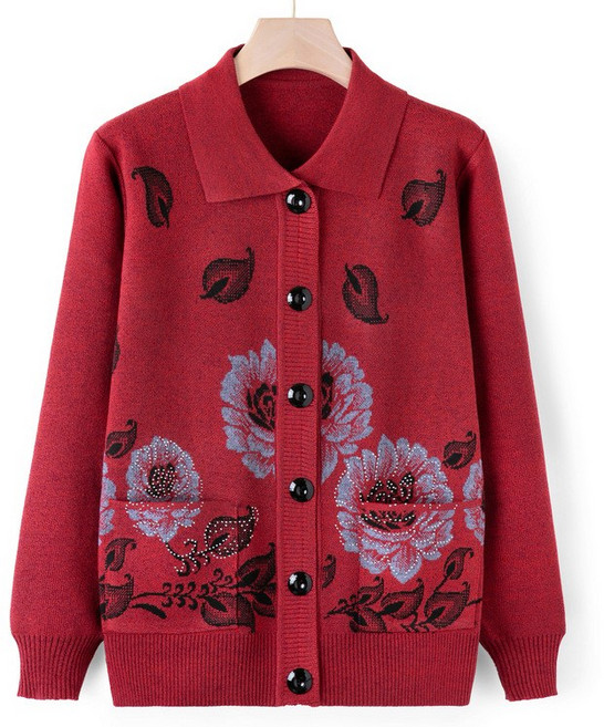 플라워 중장년 니트 가디건 엄마옷 할머니 SH1375