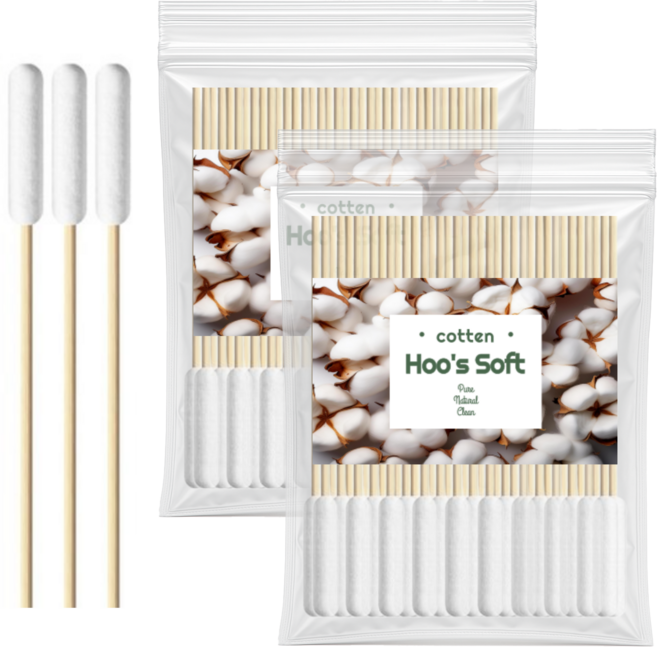 후스소프트 위생검사적합제품 단단한 대왕면봉 다용도 굵은 부케 두피 스케일링 두꺼운 봉 솜방망이 왕면봉, 2세트, 50개입