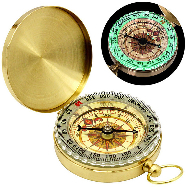 앤틱 야광 나침반 등산 낚시 소품 장식 휴대용 캠핑용 나침판, 1개, 앤틱나침반