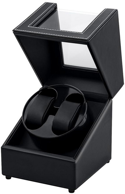 자동 시계용 2개의 일본산 박스 와인더 맥바젤 더블 와인더 시계 장착된 조용한 모터가, 3 Black PU Leather