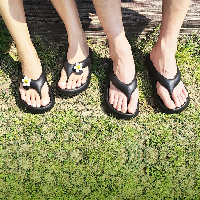 4CM 굽높이 키높이 쪼리 커플쪼리 남여공용 플립플랍 통굽 EVA 여름 샌들 슬리퍼 여성 바캉스