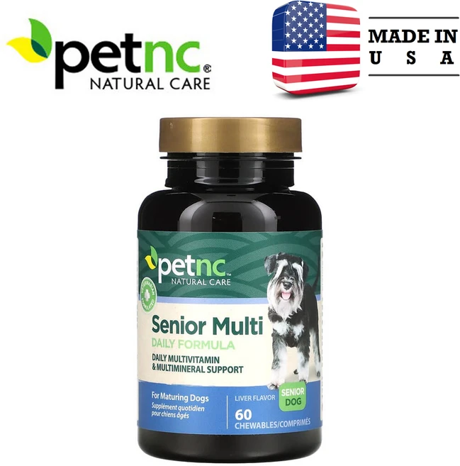 petnc NATURAL CARE 펫 내츄럴 케어 시니어 종합 비타민 포뮬라 시니어 도그 간(Liver) 맛 츄어블 60정, 1개 - 쿠팡