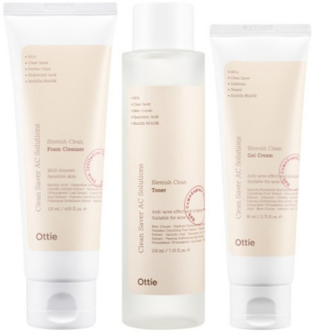 오띠 블레미쉬 클린 3종 (폼 클렌저 토너 젤 크림), 1세트
