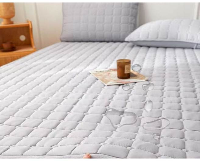 사계절 누빔 방수패드 오염방지 침대 패드, 그레이