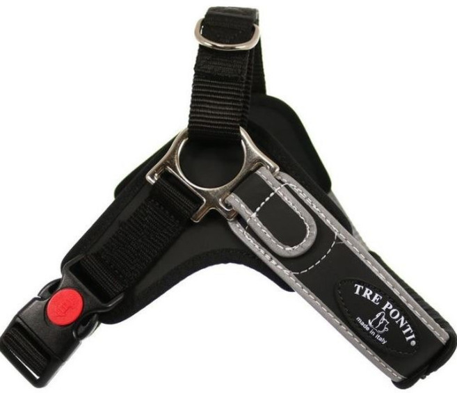 중형 대형견용 트레폰티 포르자 쉬운 하네스(블랙), 블랙, 1개