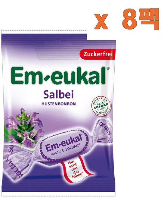 (독일직배) 엠오이칼 세이지 무설탕 캔디 사탕 75g 8개 Em-eukal sage sugar free 75g