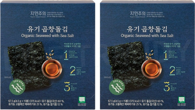 자연주의 유기 곱창돌김, 2박스, 67.5g