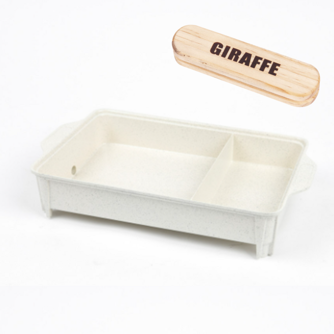 지라프 코베아 구이바다 호환 M 트윈 전골팬 코팅 그리들 캠핑 구이 불판 반반그리들 반반전골팬, 1개, 트윈 M 아이보리+우드 손잡이