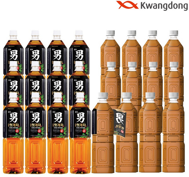 광동 진한 헛개차 1.5L + 진한 헛개차 무라벨 1.5L, 24개