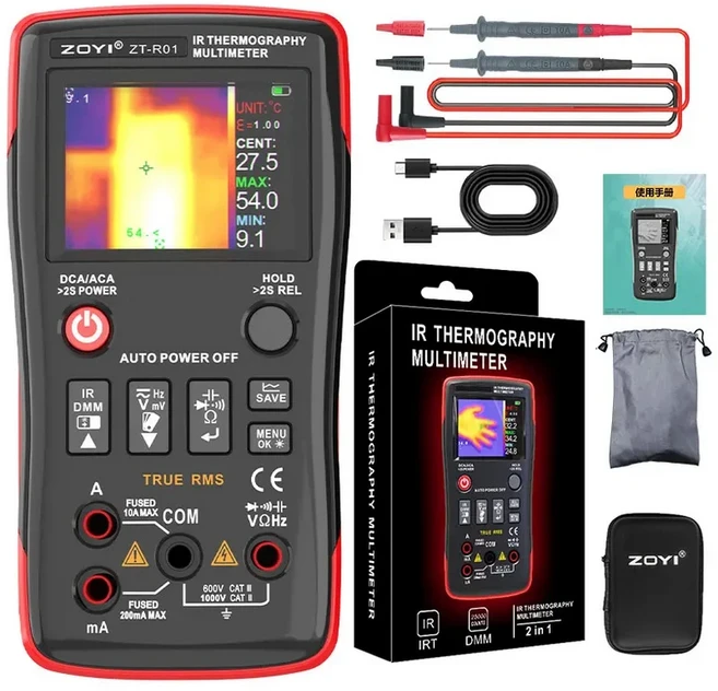 ZOYI ZTR01/R02 2-in-1 열화상 멀티미터 2.8인치 HD 컬러 스크린 회로 및 자동차 검사용 적외선 카메라, 02 ZT-R01