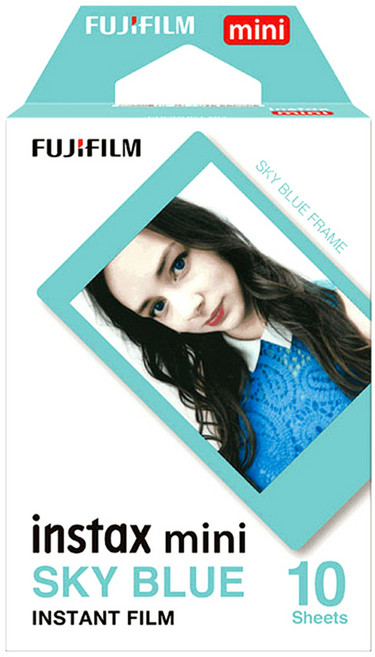 FUJIFILM 富士 instax mini 拍立得底片 (10張入), 1個, 天空藍色邊框底片