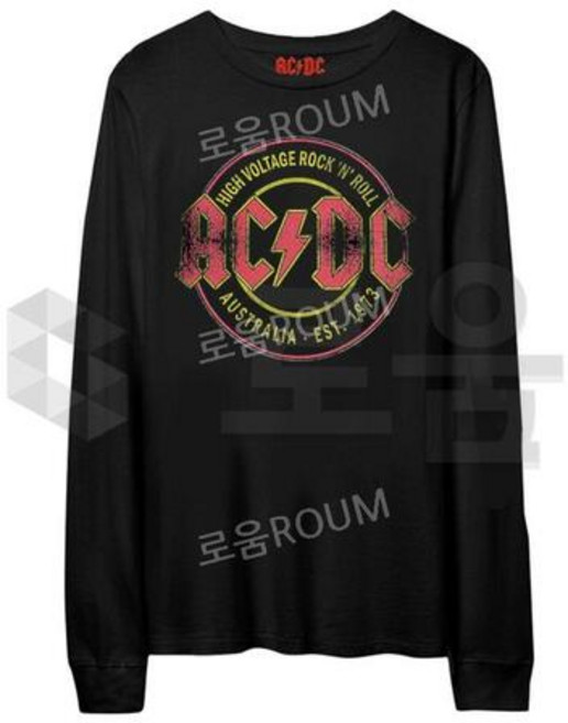 ACDC 화이트 컬러 클래식 맨투맨 티셔츠 긴소매 라운드넥 유니섹스 남녀공용 순면 긴팔티