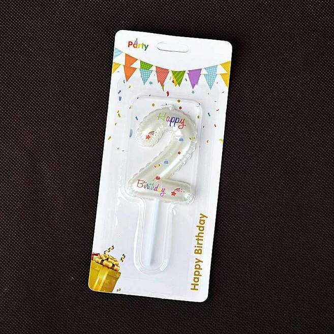氣球造型數字蠟燭 生日蠟燭 告白蠟燭 情人節 母親節, 1件, 白色氣球數字蠟燭-2, 20g, 無味