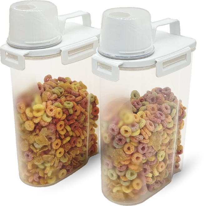 이지스홈 밀폐형 손잡이 잡곡통, 2개, 화이트