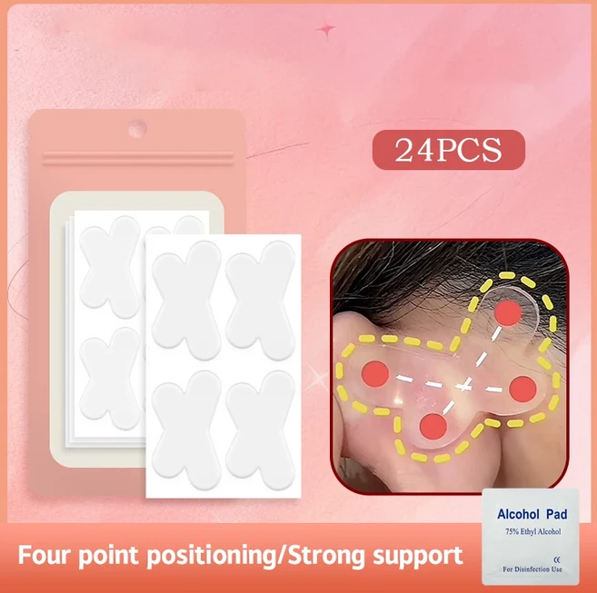 4-32pcs 나비 모양의 엘프 귀 스티커 교정기 패치 실리콘 테이프 화장품 프라이머, 06 24PCS