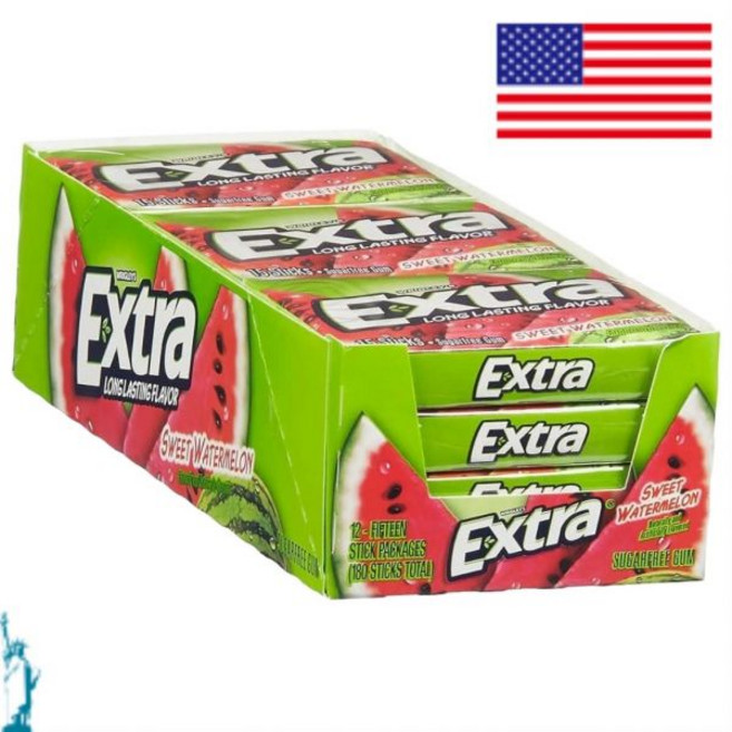 엑스트라 츄잉껌 스위트 워터멜론 무설탕 355ml12온스 12팩