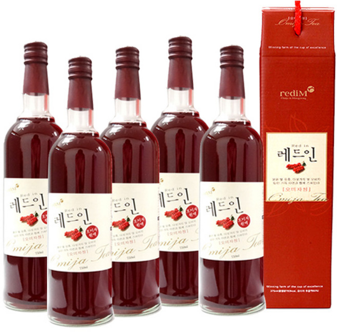 마시는 오미자 문경 레드인 오미자청, 5박스, 750ml