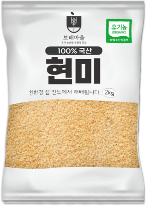 [햇곡] 국산 프리미엄 유기농 현미 단일품종, 2kg, 1개