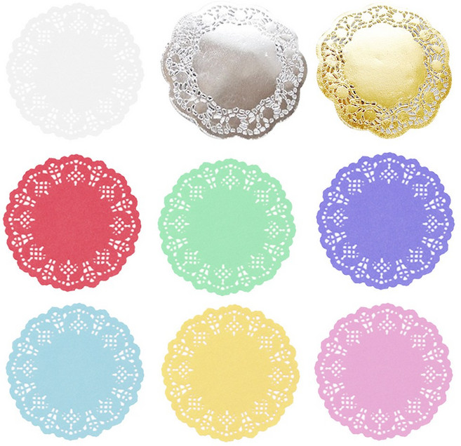 종이레이스 원형 도일리페이퍼, 1개, 약 13.7cm(중) 보라