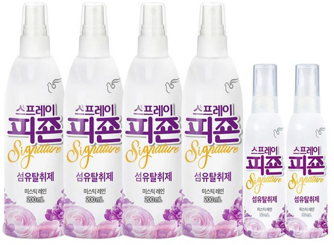 피죤 리치퍼퓸 섬유탈취제 80ml x 2 + 200ml x 4 - 미스틱레인, 1개, 1ml