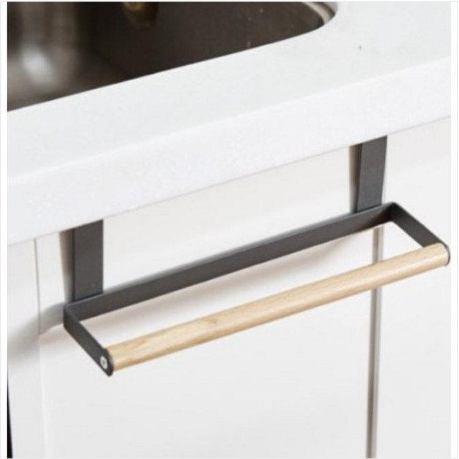 오슬로 주방 싱크대 타올 걸이 수건 행주 고무장갑 걸이 거치대 고급형 간편설치, 블랙, 1개