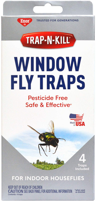Enoz Trap-N-Kill Window Fly Traps for Indoor Houseflies Nontoxic Made in USA 4 Count, 1개
