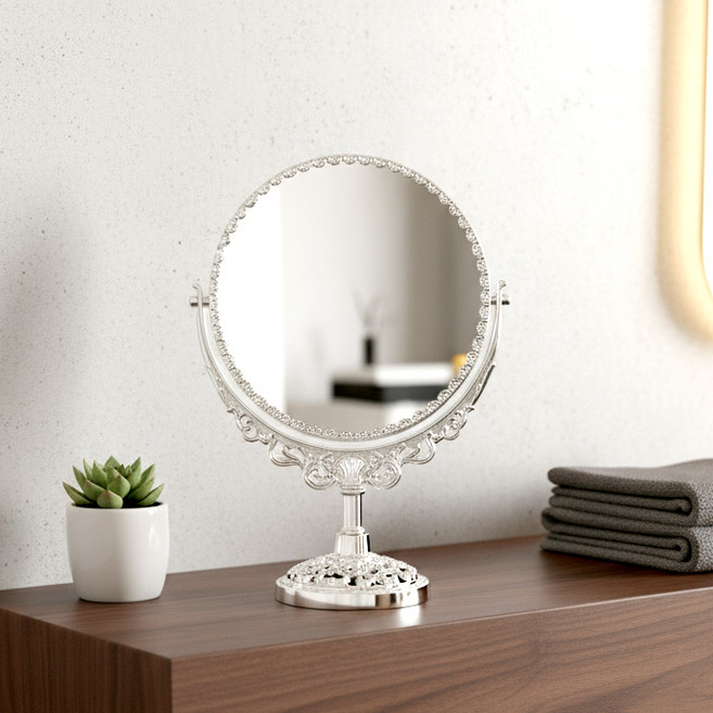 월계수거울 탁상거울 앤틱거울, 월계수(원형)_실버