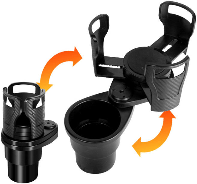 제르논 강한고정력 차량용 컵홀더 360도회전 확장형 거치대, 딥 블랙, 1개