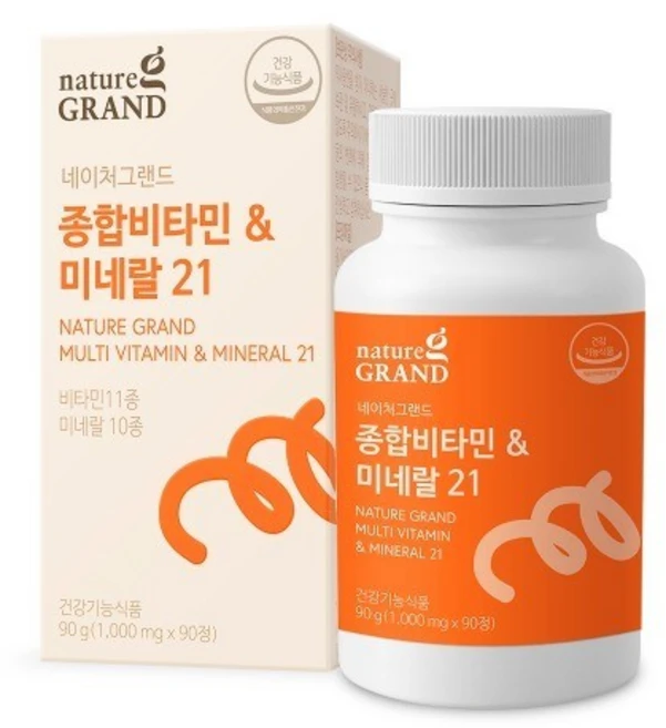 네이처그랜드 종합비타민&미네랄21 1000mg x 90정, 1개, 1정 - 쿠팡