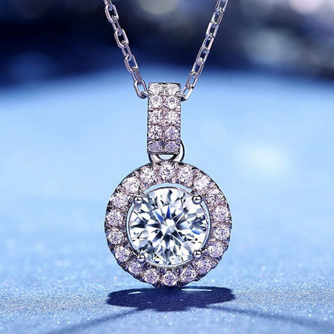 Youmi 여성 GRA 인증 모던 다이아몬드 1캐럿 목걸이 ED03