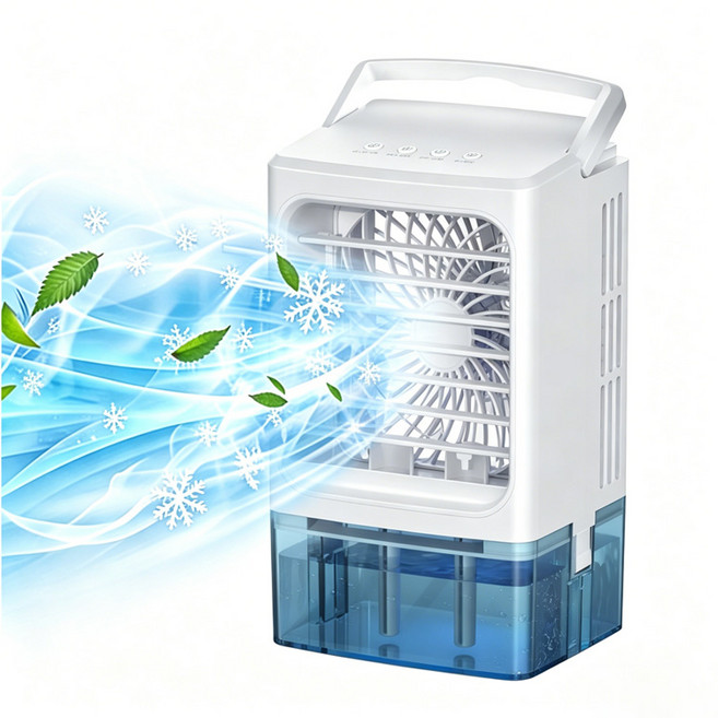 KIKOKO 저소음 탁상용 냉풍기 미니 냉각 가습 선풍기, 화이트, F20