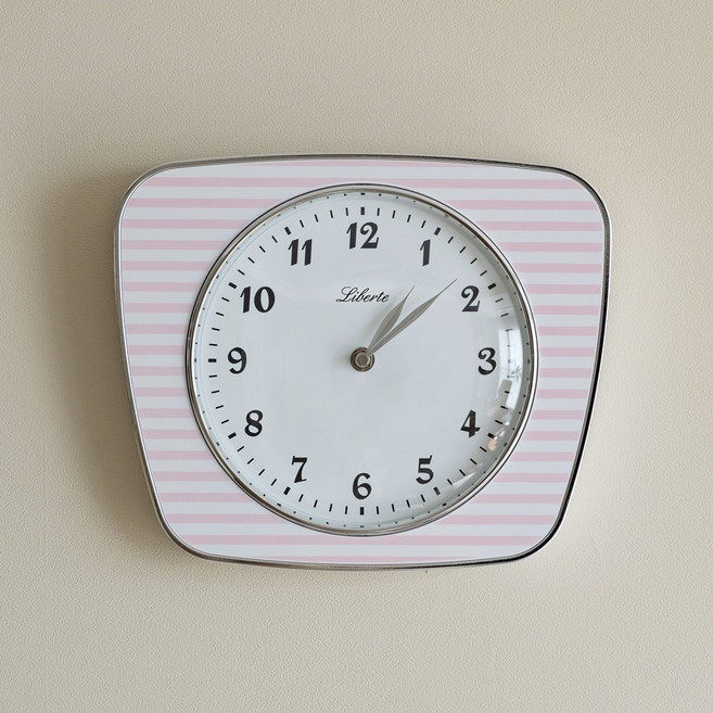 리베르떼 다이아 빈티지 스타일 무소음 벽시계, 핑크