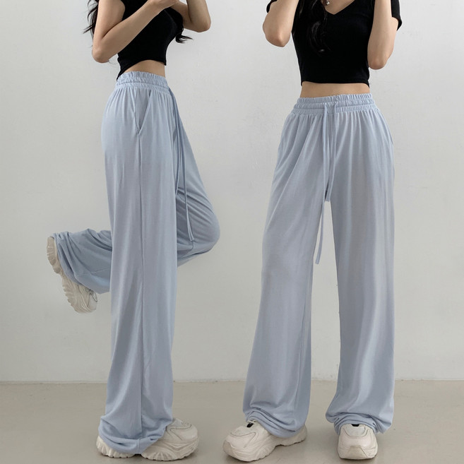 제이앤썸 국내제작 밴딩 와이드 찰랑 스트링 롱팬츠 트레이닝 빅사이즈 키큰녀 키작녀 하체커버 여름 바지