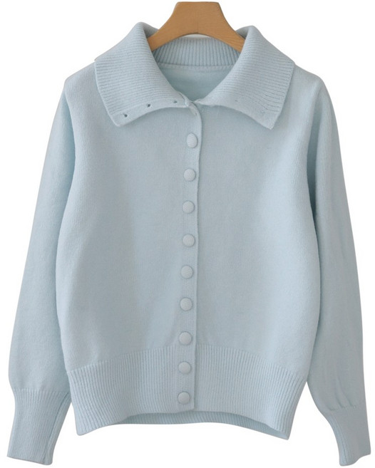 제니트 여성 로맨틱 감성 동글 단추 투웨이 카라넥 니트 가디건